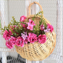 Hot selling round durable wicker rattan flower basket flower pot garden hanging flower baskets for home decoration